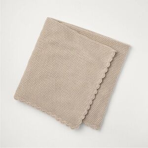 Hearth & Hand Magnolia Scalloped Trim Knit Baby Blanket Beige